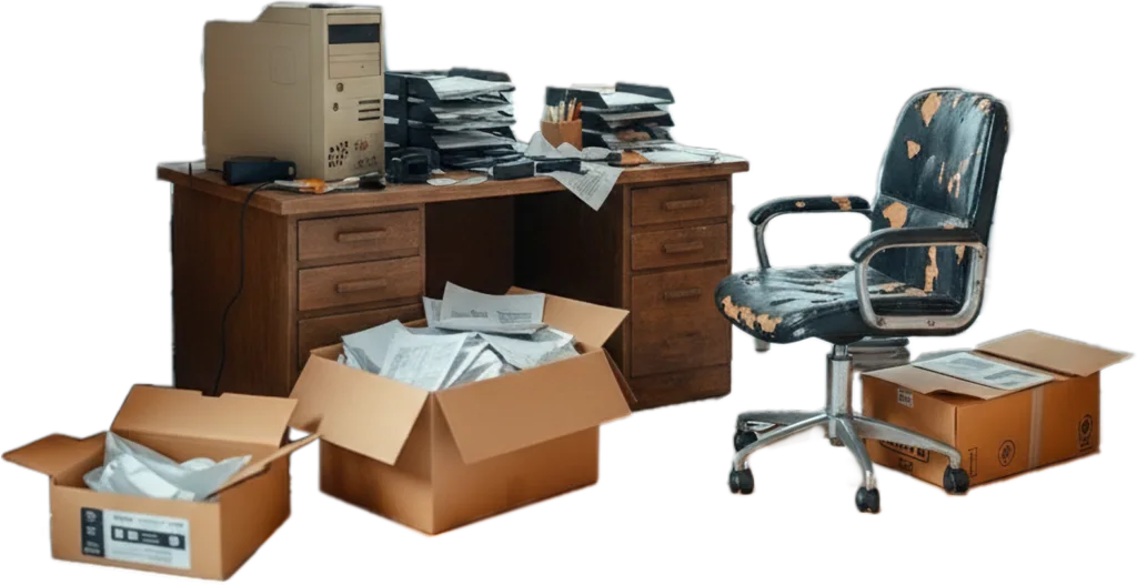 smatimento Rifiuti da ufficio come toner carta e arredo