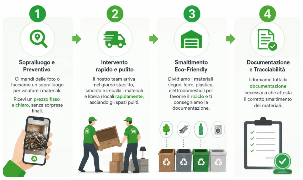 il processo operativo di Multiservice Mantini: sopralluogo, intervento, smaltimento e certificazione